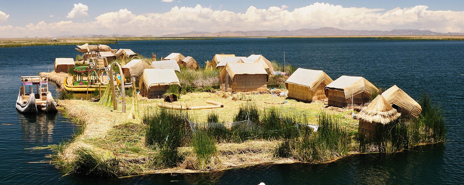One of the Uros Islands, Lake Titicaca , Peru